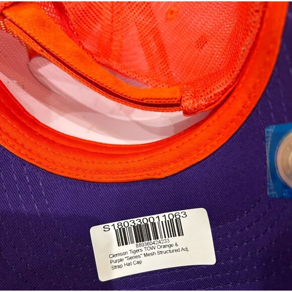 NWT Clemson Tigers Top of the World Mesh Structured Adj. Strap Hat Cap MSRP $30 - Picture 3 of 3